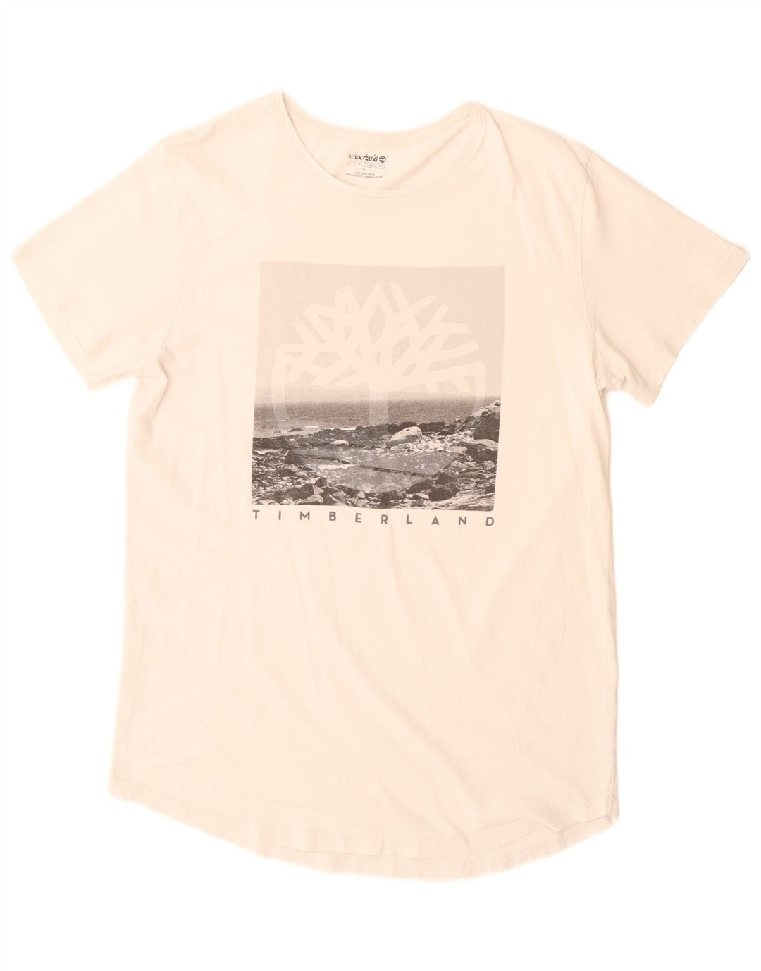 Timberland T-Shirt Graphique Homme Blanc Moyen Coton