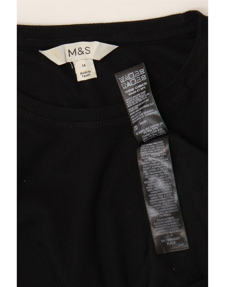 Marks & Spencer Haut à manches longues pour femme UK 44 Coton noir moyen