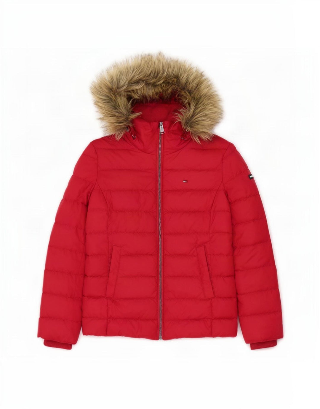 Tommy Hilfiger Veste matelassée à capuche pour femme UK 10 Small Rouge Polyester