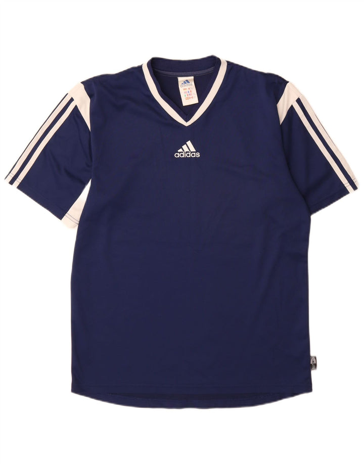Adidas Hommes Climalite T-Shirt Haut Petit Bleu Marine Colorblock Polyester