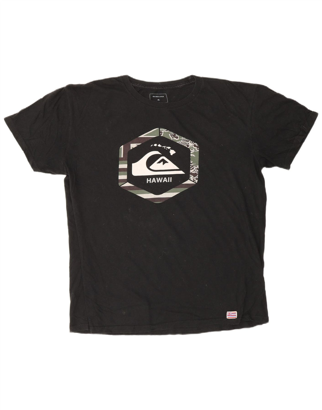 QUIKSILVER T-shirt Hawaii coupe régulière pour hommes, grand, en coton noir