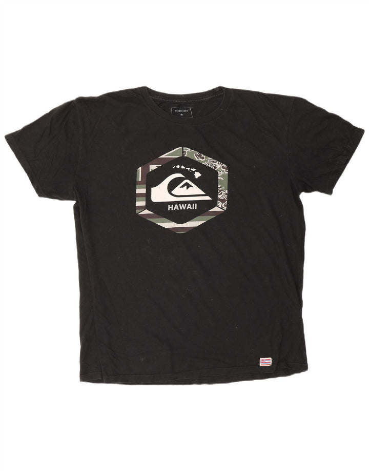 QUIKSILVER T-shirt Hawaii coupe régulière pour hommes, grand, en coton noir