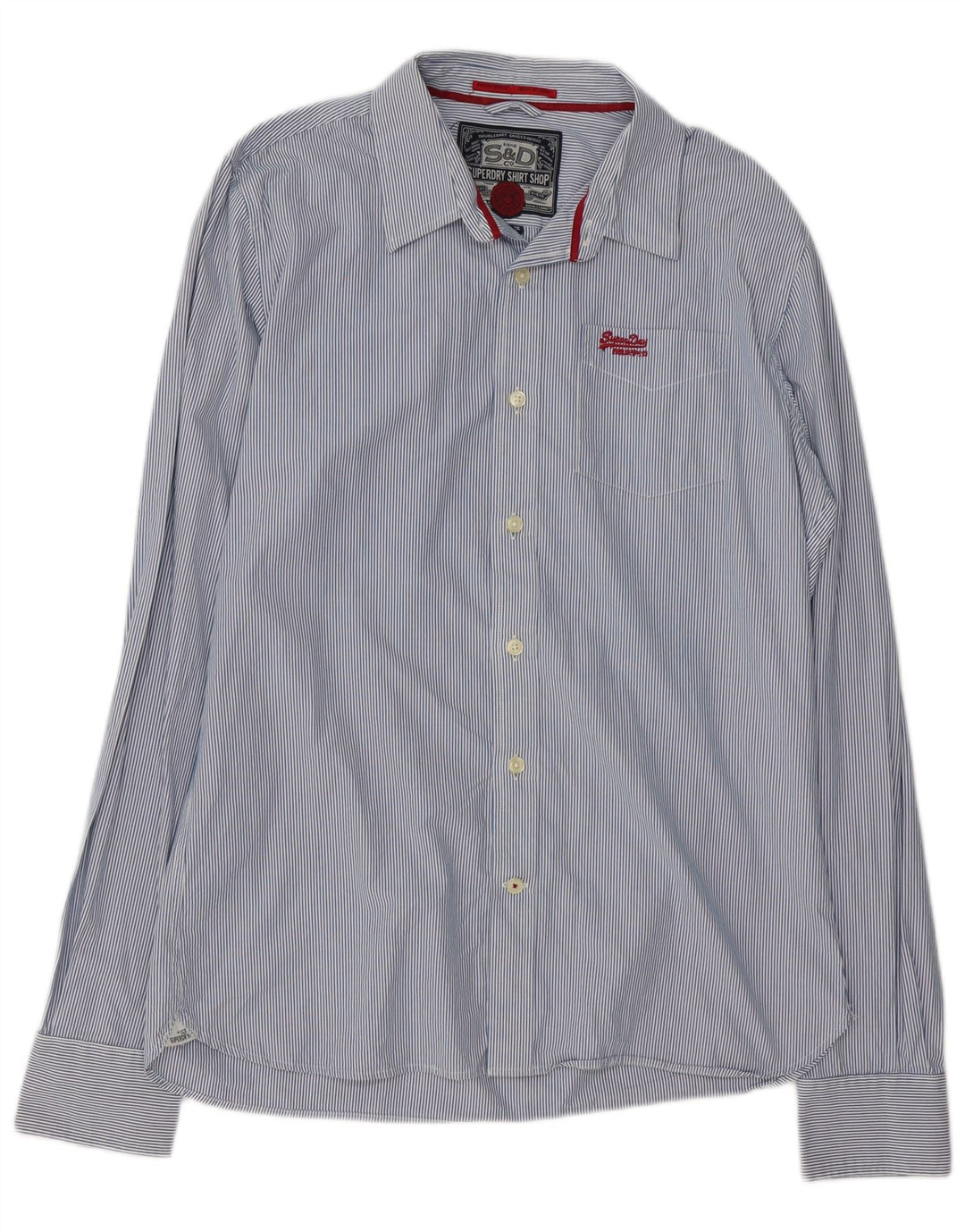 Superdry Chemise Homme 2XL Coton Rayé Bleu
