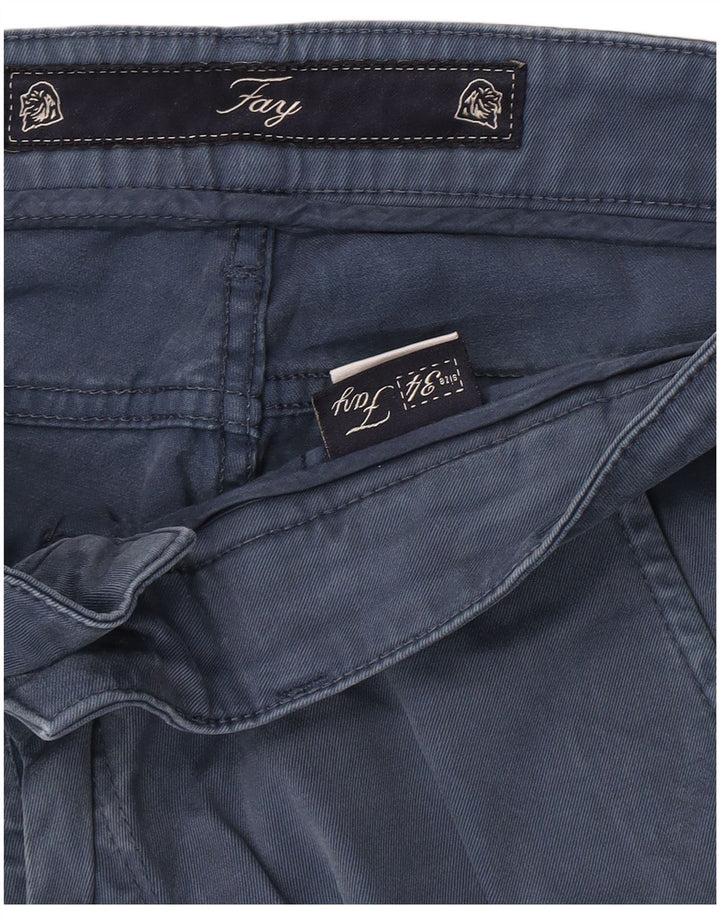 Fay Pantalon Chino Droit Homme W34 L33 Bleu Coton