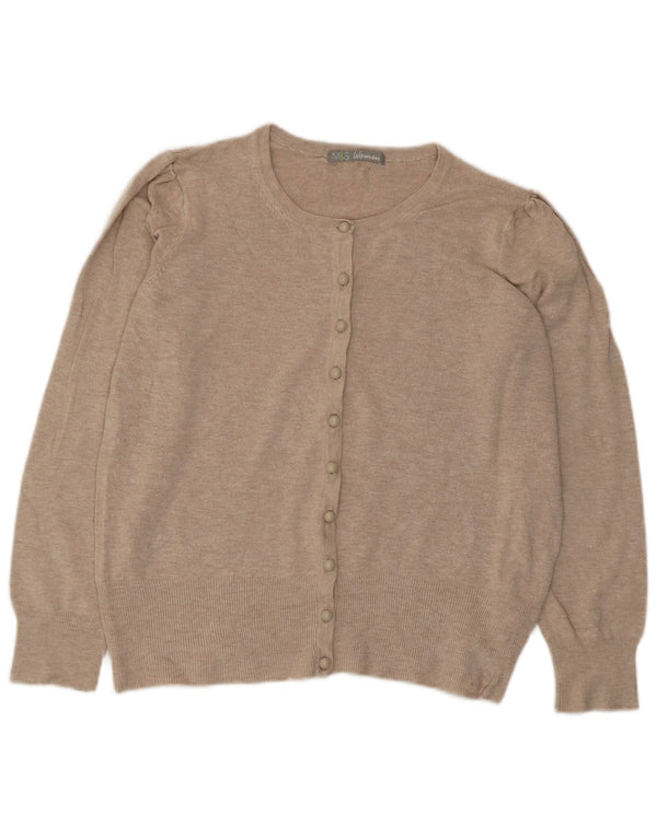 Marks & Spencer Pull cardigan court pour femme UK 12 Viscose beige moyen