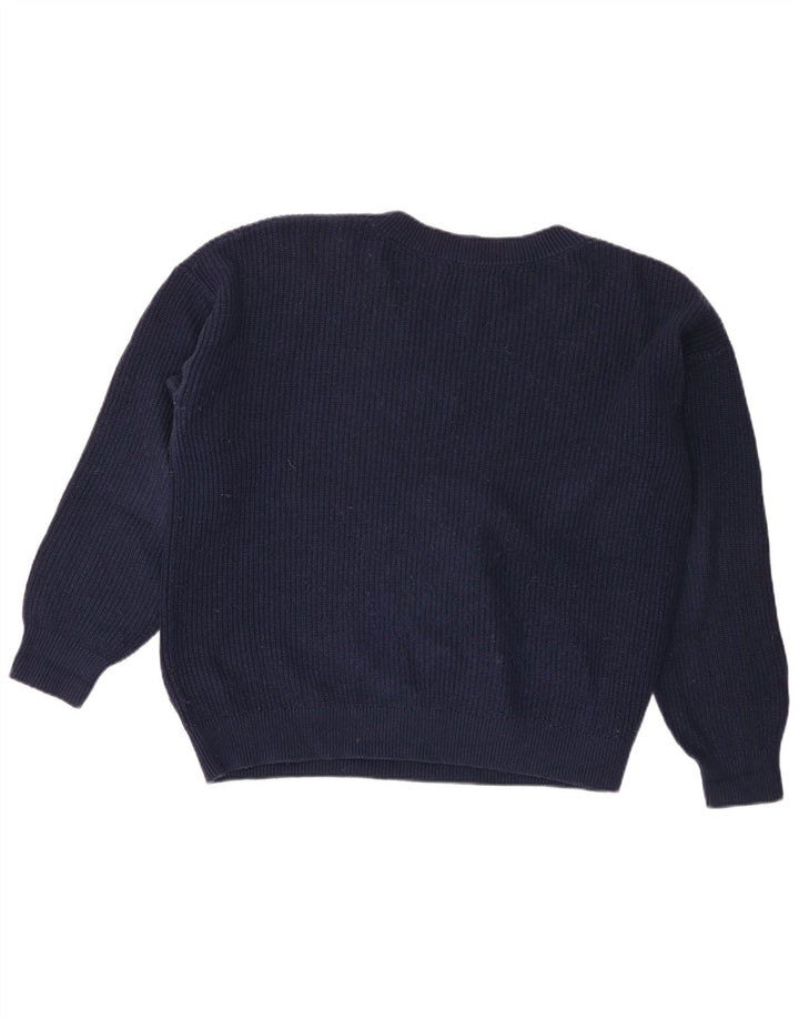 Marks & Spencer Pull court à col en V pour femme UK 14 Bleu marine moyen