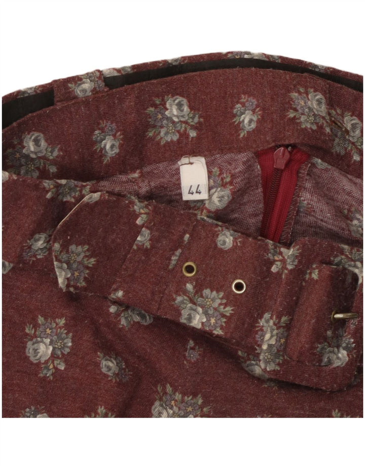 jupe évasée femme vintage IT 44 Medium W30 Bordeaux Floral