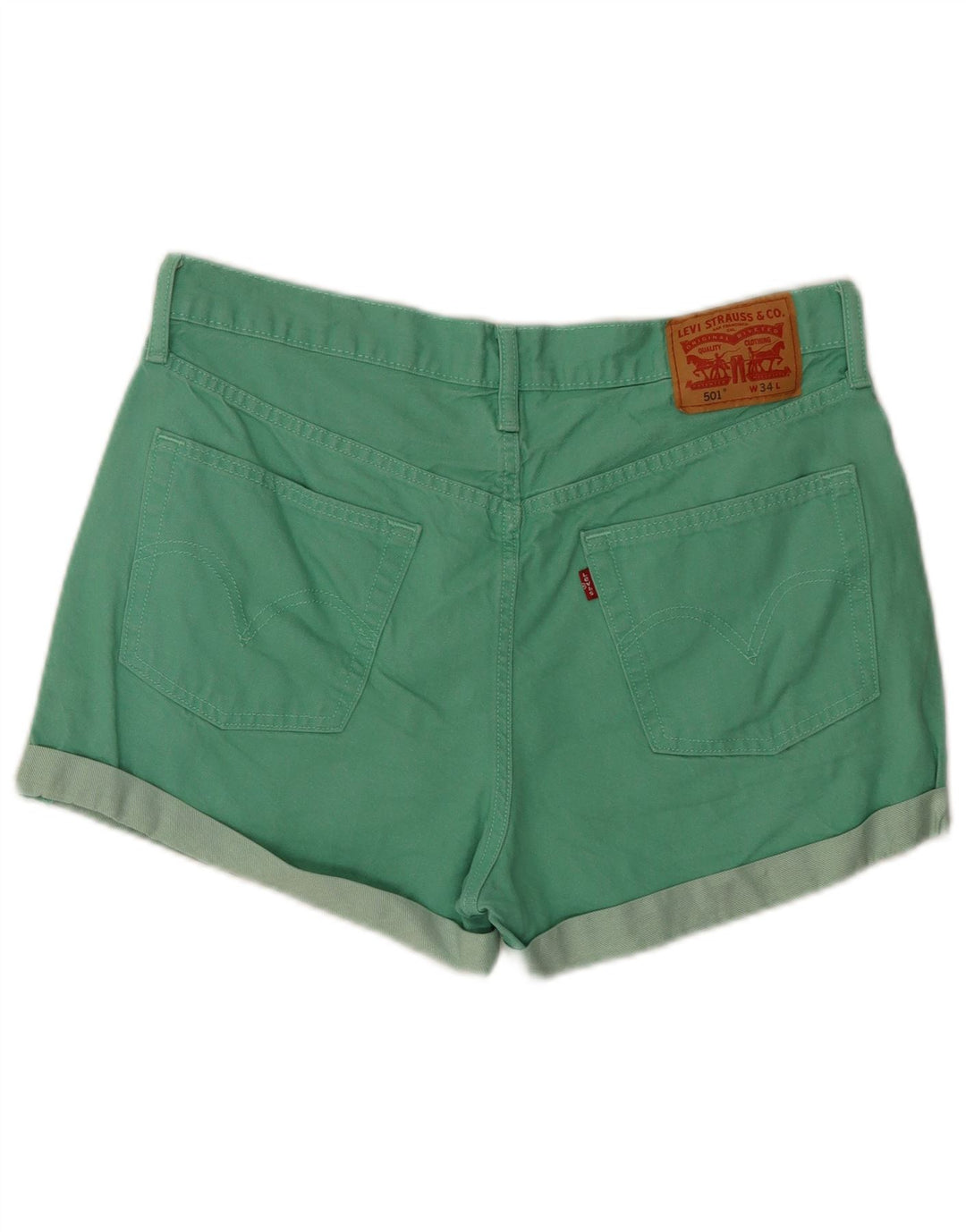 Levi's Short en Jean 501 Femme W34 Large Vert Coton
