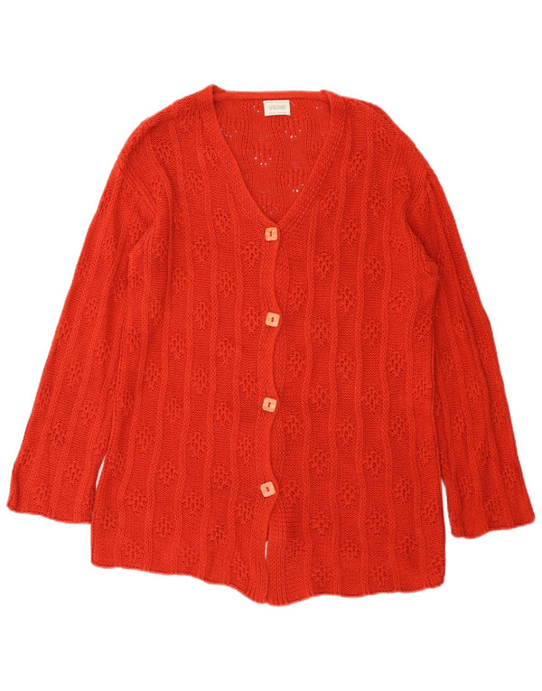 Benetton Pull cardigan surdimensionné pour femme UK 10 Petit coton rouge