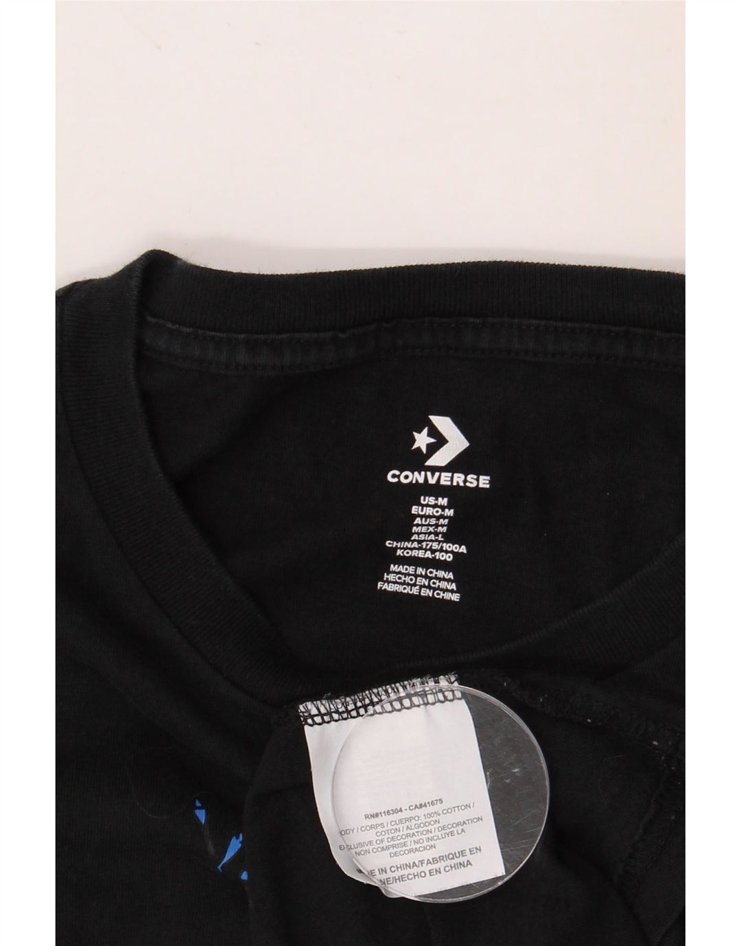 CONVERSE T-Shirt Graphique Homme Noir Moyen Coton Floral