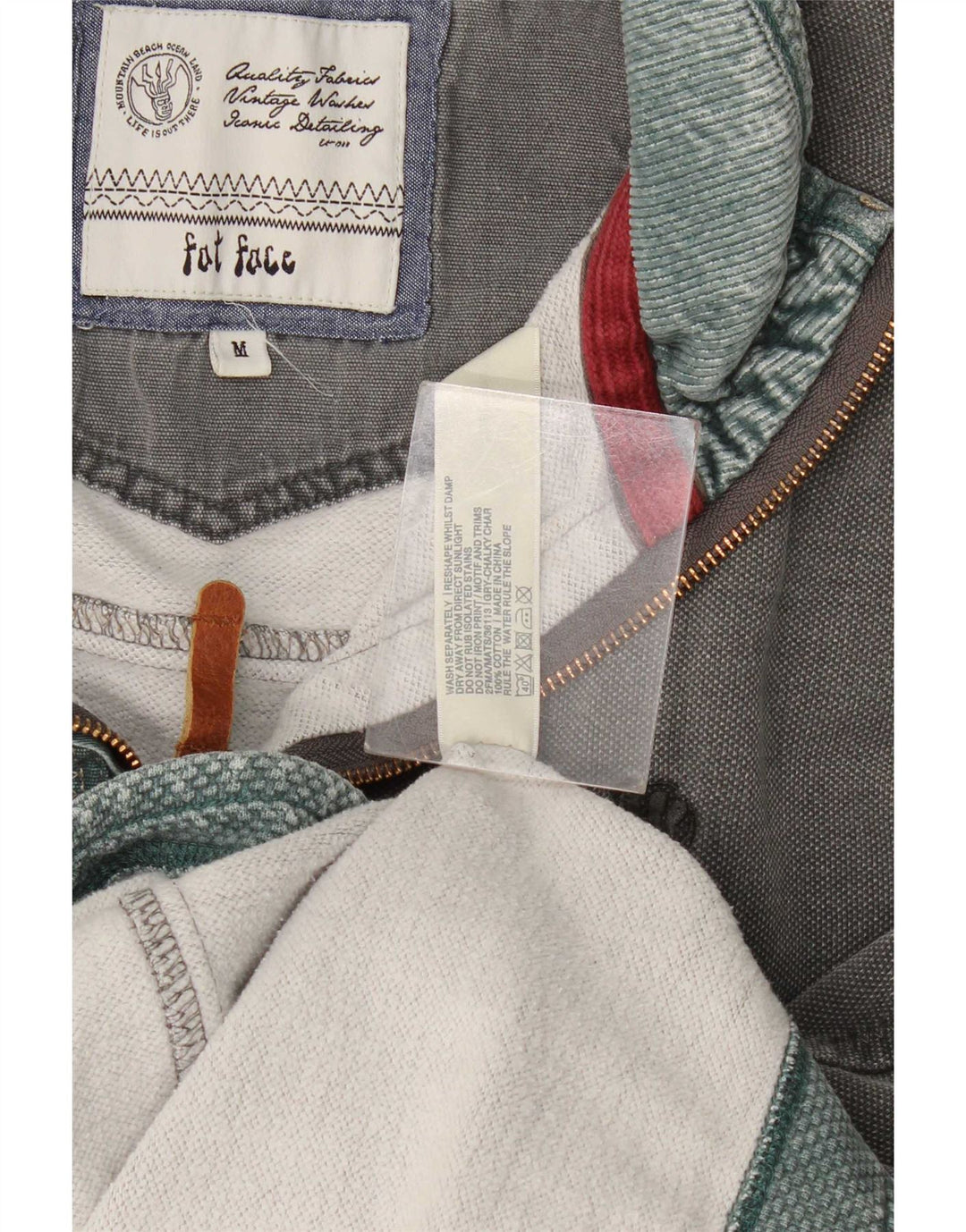 Fat Face Sweat-Shirt Col Zippé Homme Gris Moyen Coton