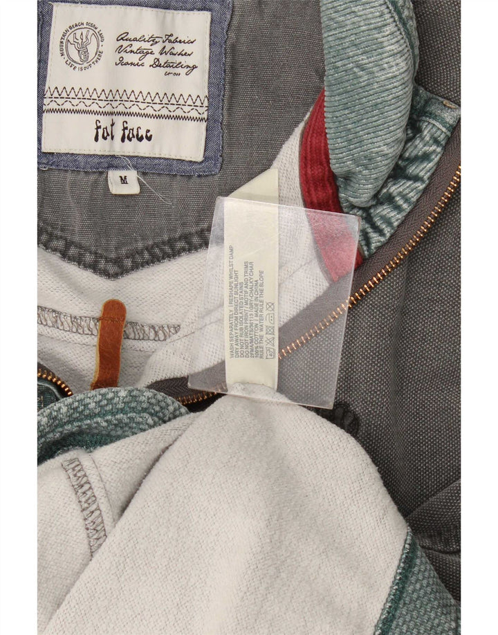 Fat Face Sweat-Shirt Col Zippé Homme Gris Moyen Coton