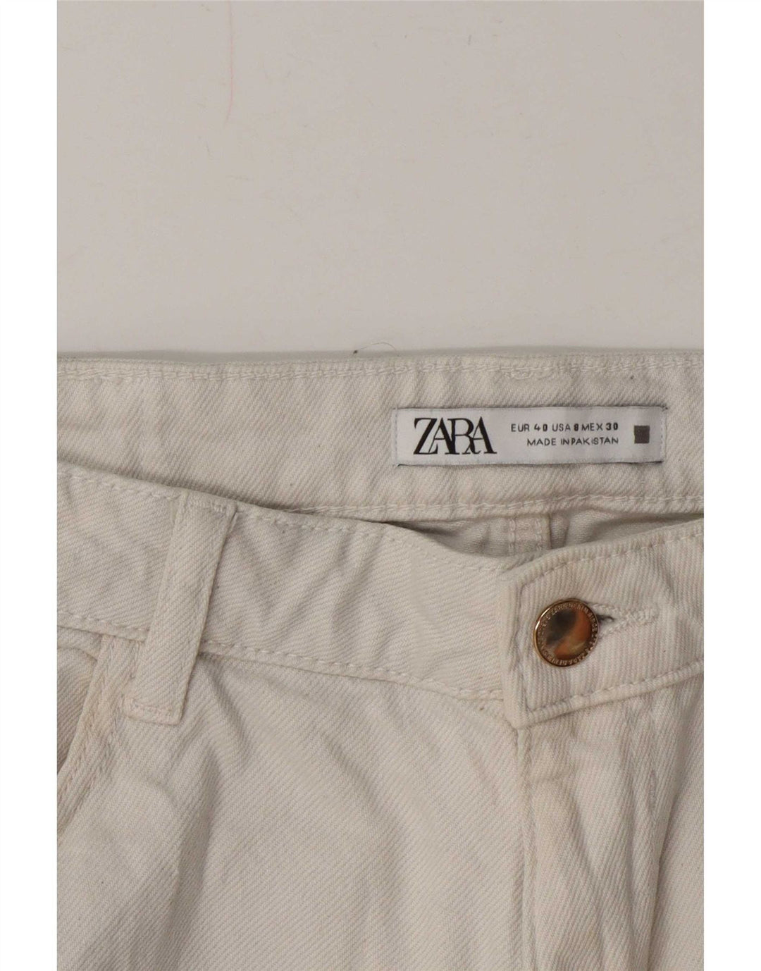 Zara Jean droit pour femme EU 40 Medium W30 L26 Blanc cassé