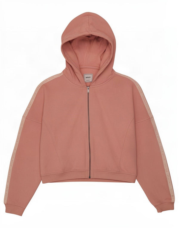 Jack Wills Pull à capuche zippé graphique pour femme UK 14 Grand colorblock rose