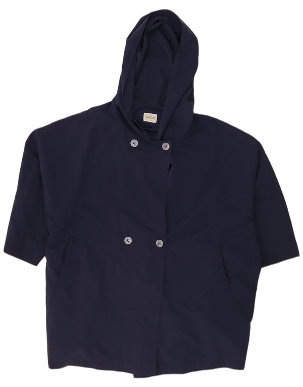Benetton Manteau à capuche surdimensionné à double boutonnage pour femme UK 18 XL Bleu marine
