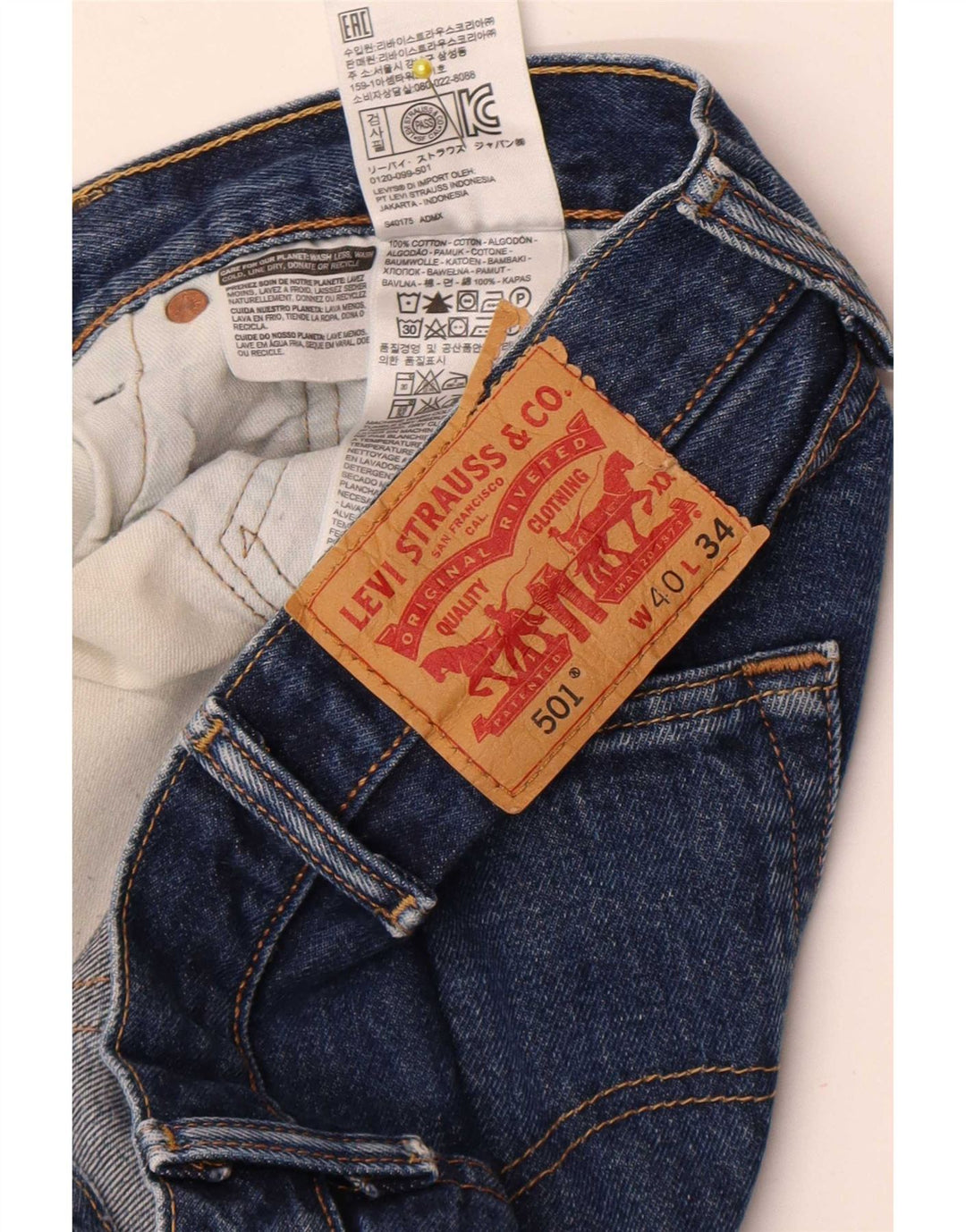 Levi's Jean Droit 501 Homme Bleu W40 L31 Coton