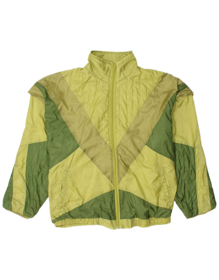 vintage Mens Survêtement Top Veste Grand Colorblock Vert