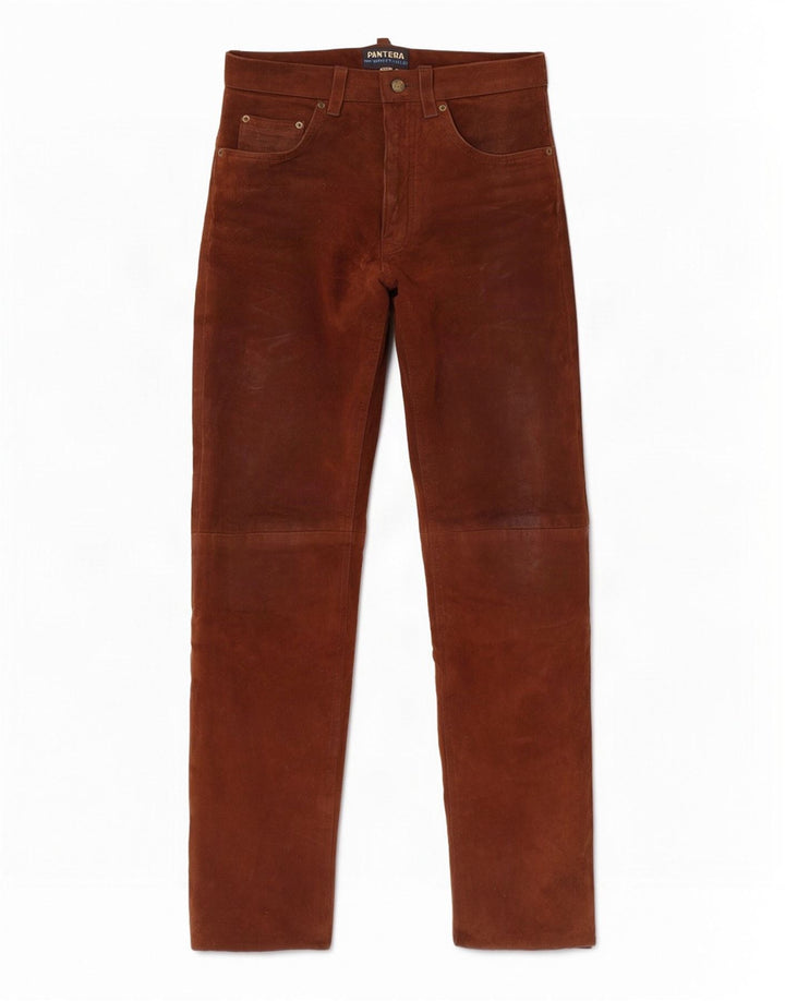 Pantera Pantalon Droit Homme En Daim W31 L33 Cuir Marron