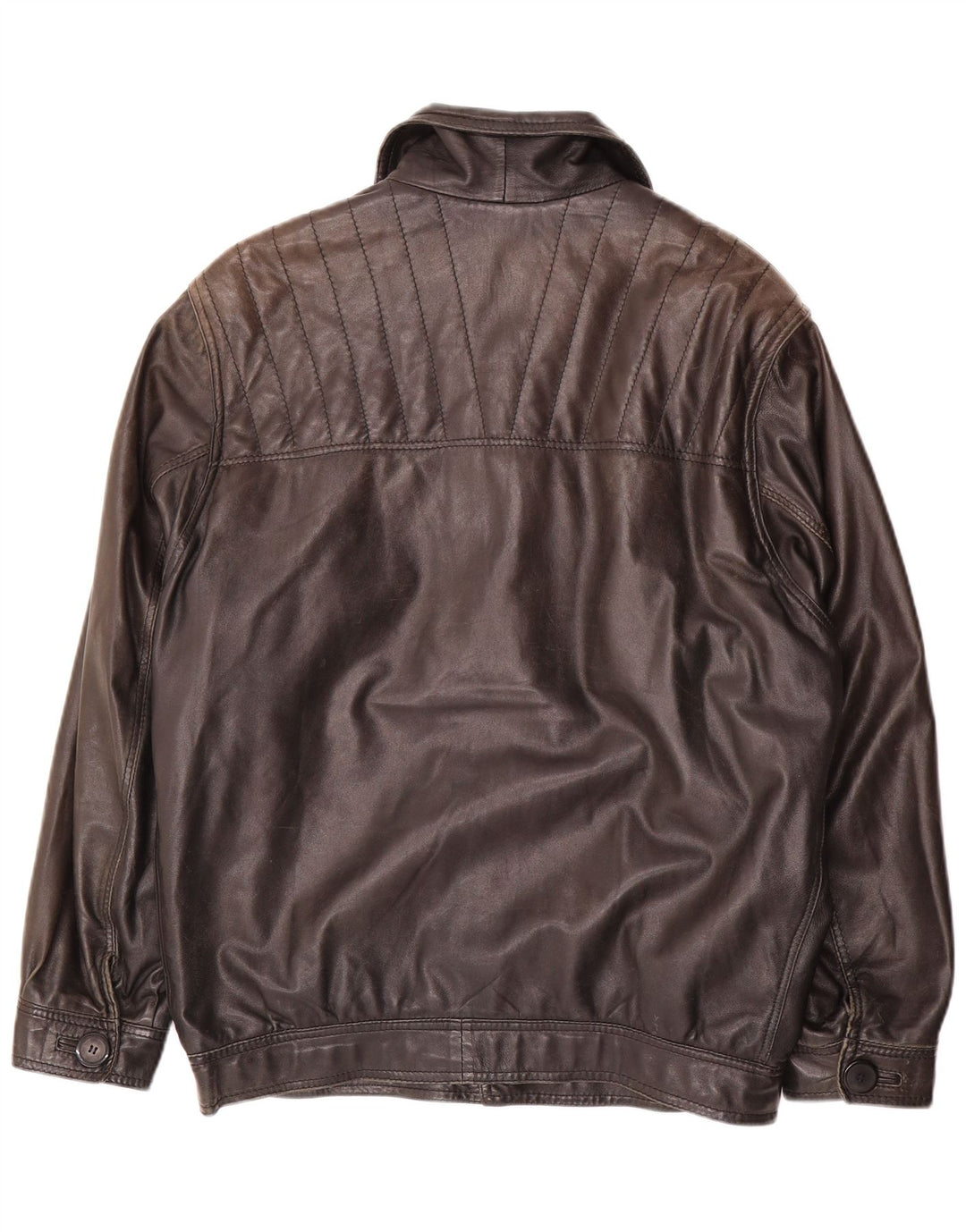 VINTAGE Veste en cuir homme UK 40 Grand cuir noir