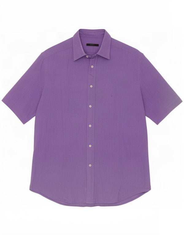 Ungaro Chemise à manches courtes pour homme Taille 42 16 1/2 Large Violet