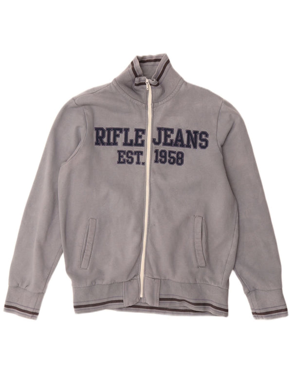 Rifle Mens Graphic Survêtement Top Veste Grand Gris Polyester