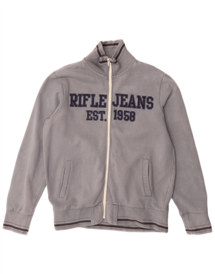 Rifle Mens Graphic Survêtement Top Veste Grand Gris Polyester
