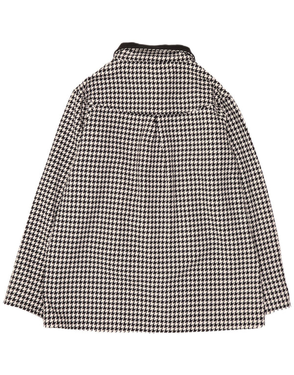 Vintage Womens Oversized Overcoat UK 14 Medium Black Houndstooth Polyester
