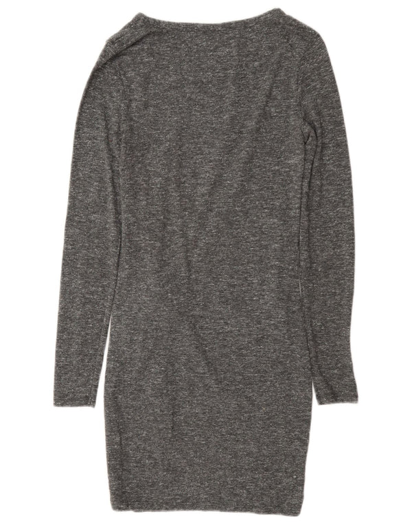 Topshop Robe fourreau à manches longues pour femme UK 8 Petit gris moucheté