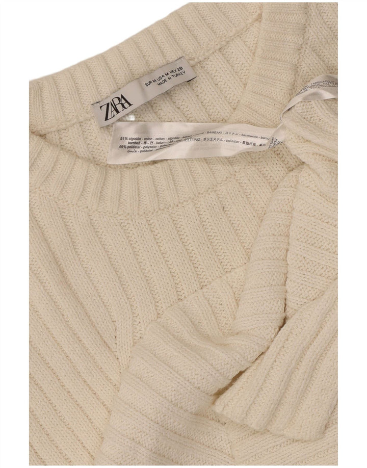 Zara Femme Débardeur UK 12 Moyen Blanc Coton