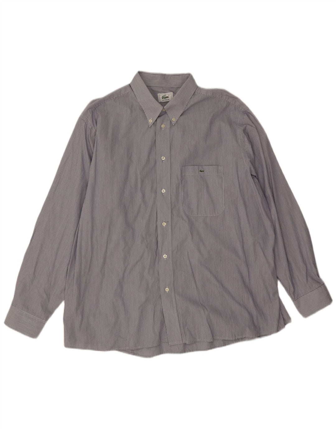 Lacoste Chemise Homme Taille 45 XL Bleu Pinstripe Coton