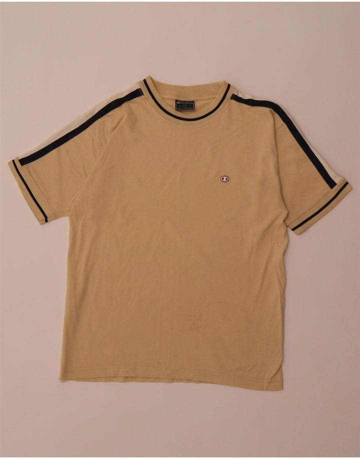 CHAMPION T-Shirt Homme Petit Beige Colorblock Coton