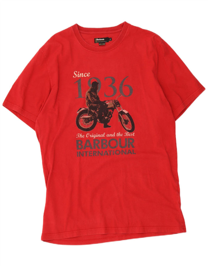Barbour T-Shirt Graphique Homme Top XL Coton Rouge