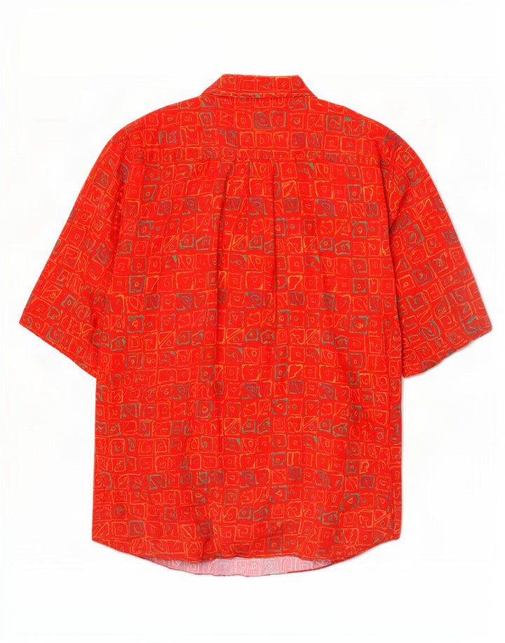 Globe Trotter Chemise à manches courtes pour homme Taille 39/40 Rouge moyen géométrique