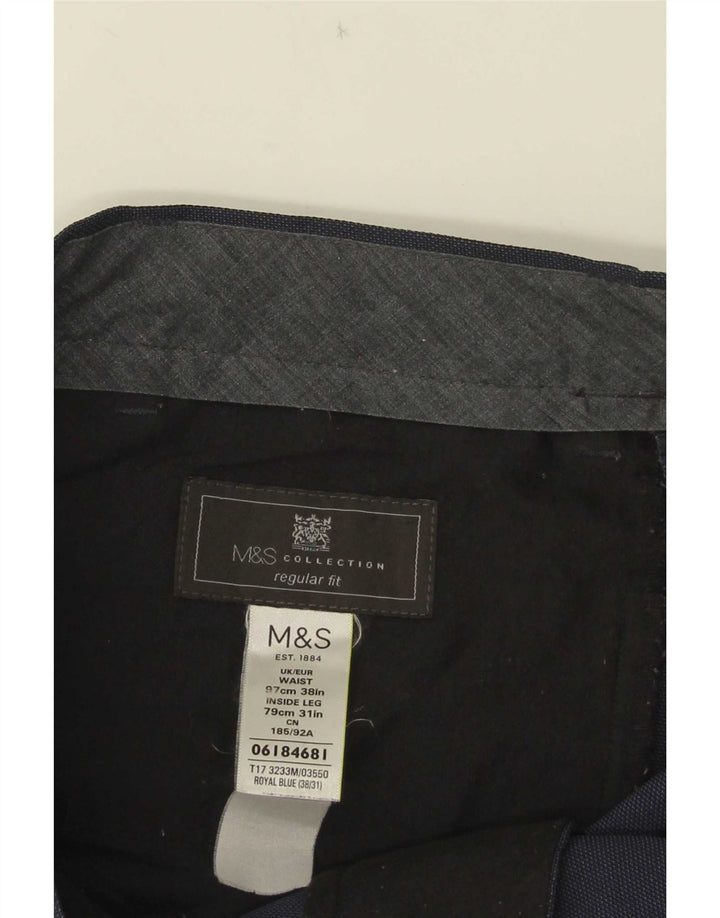 Marks & Spencer Pantalon de costume droit coupe droite pour homme W38 L28 Bleu marine