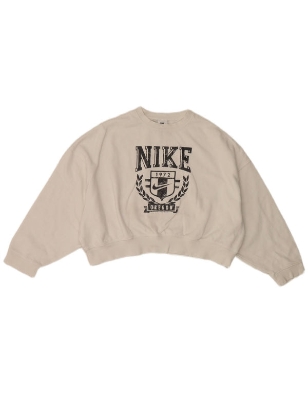 Nike Girls Oregon Crop Sweat-shirt surdimensionné 12-13 ans Blanc Taille L
