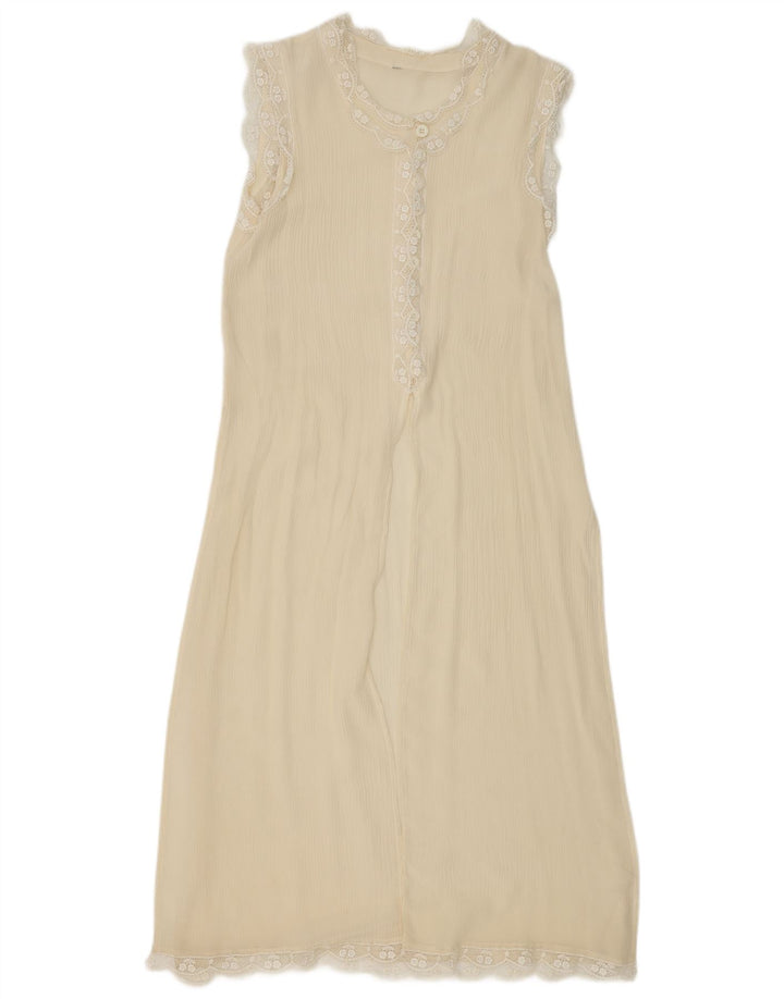 vintage Femme Slip Robe UK 10 Petit Off White