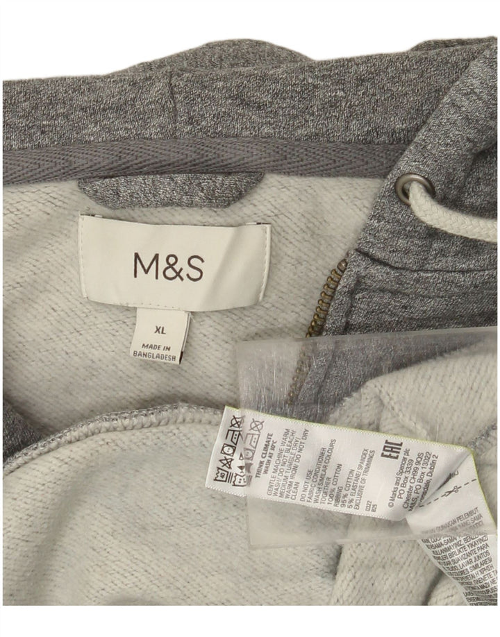 Marks & Spencer Pull à capuche zippé pour homme XL Gris Coton