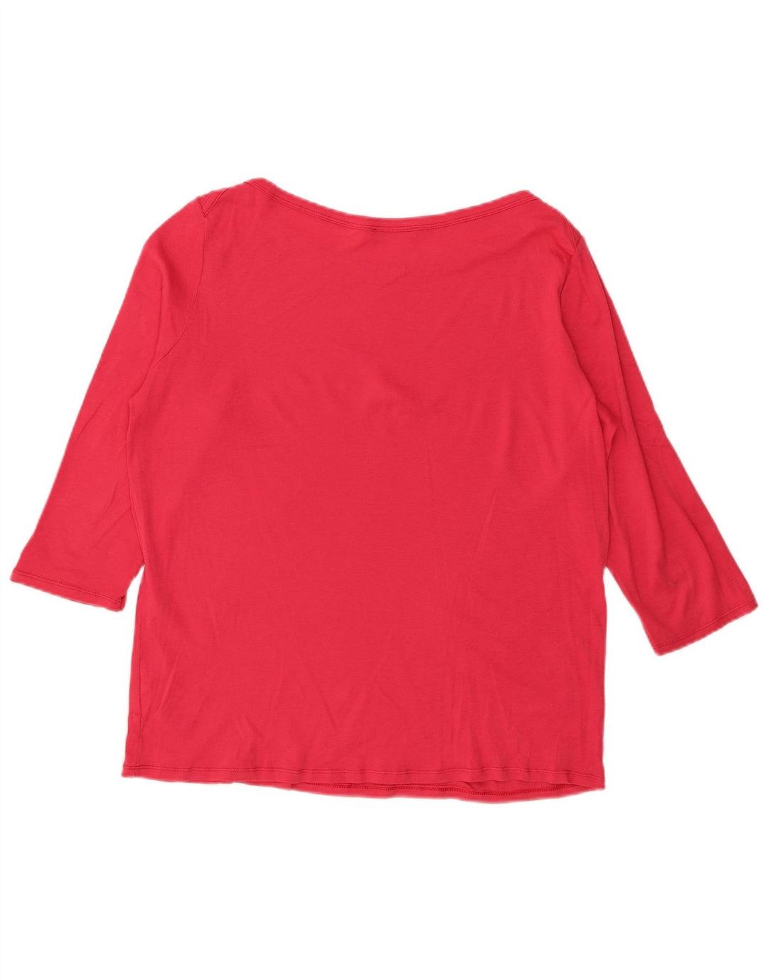 BENETTON Haut Femme Manches 3/4 UK 14 Large Rouge
