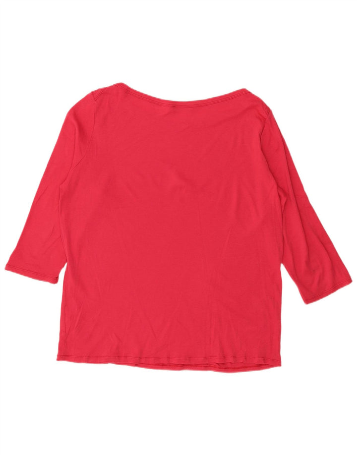 BENETTON Haut Femme Manches 3/4 UK 14 Large Rouge