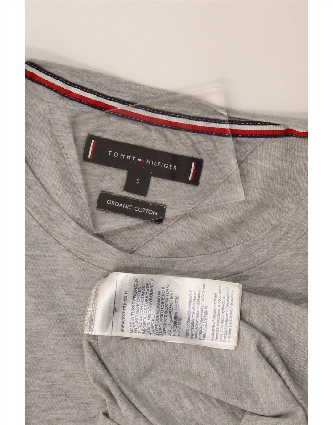 TOMMY HILFIGER T-Shirt Graphique Homme Petit Gris Colorblock Coton