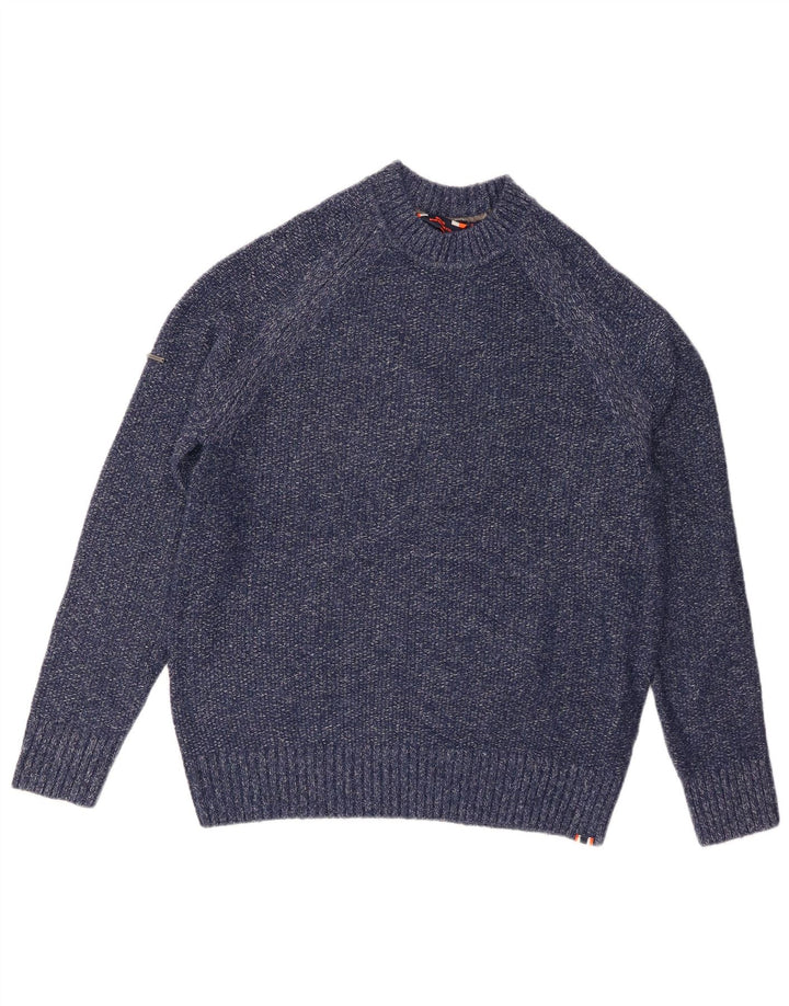 Superdry Pull à col rond en polyester moucheté bleu moyen