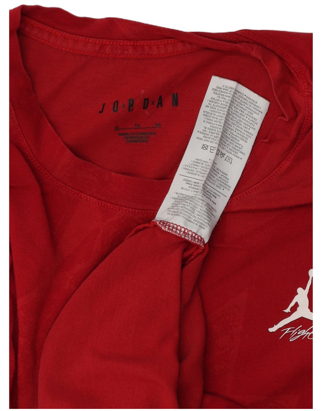 Jordan T-Shirt Homme Top XL Rouge Géométrique Coton