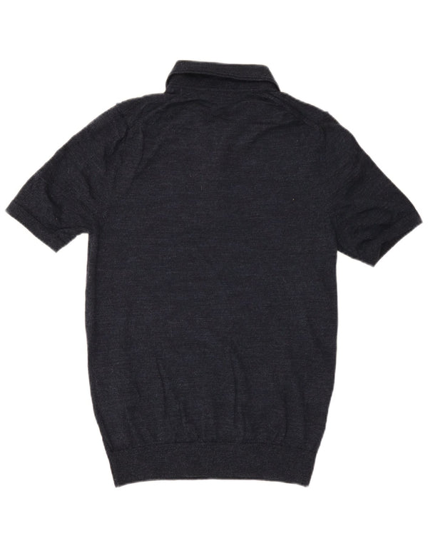 Reiss Pull à manches courtes et col polo pour homme Bleu marine moucheté
