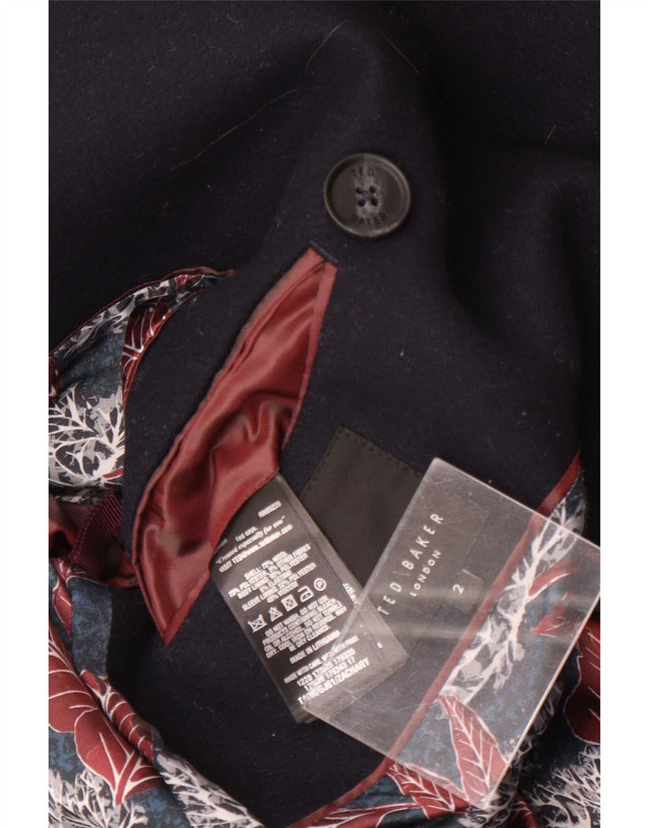 Ted Baker Caban pour homme Taille 2 Petite laine bleu marine