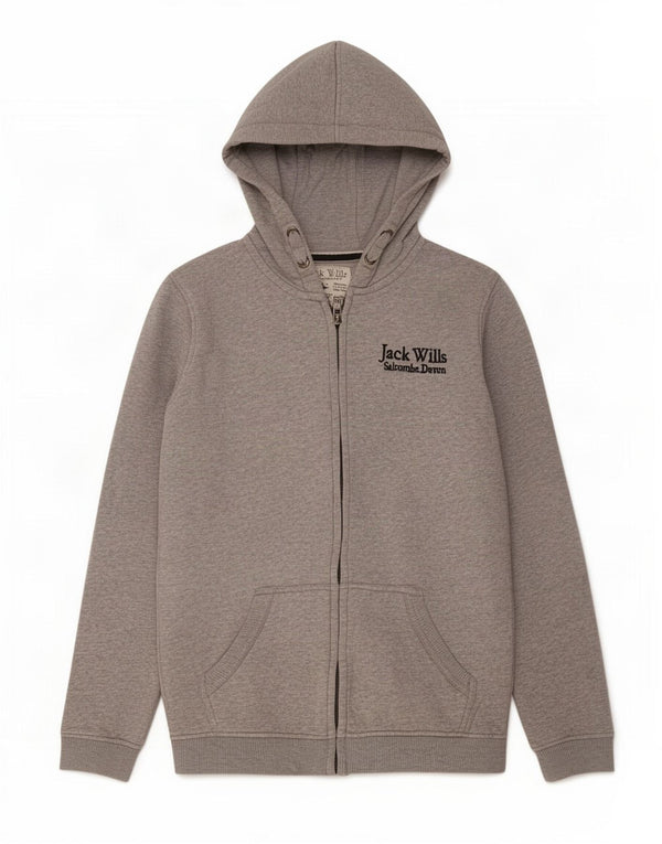 Jack Wills Pull à capuche zippé pour garçon 10-11 ans Gris Coton