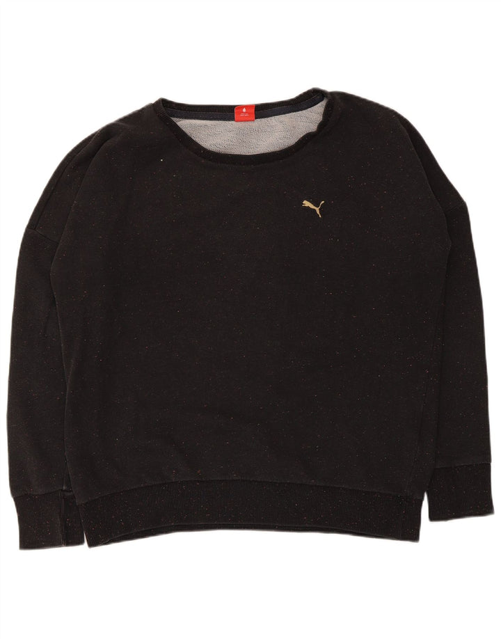 Puma Sweat-shirt surdimensionné pour femme UK 16 Grand coton moucheté noir