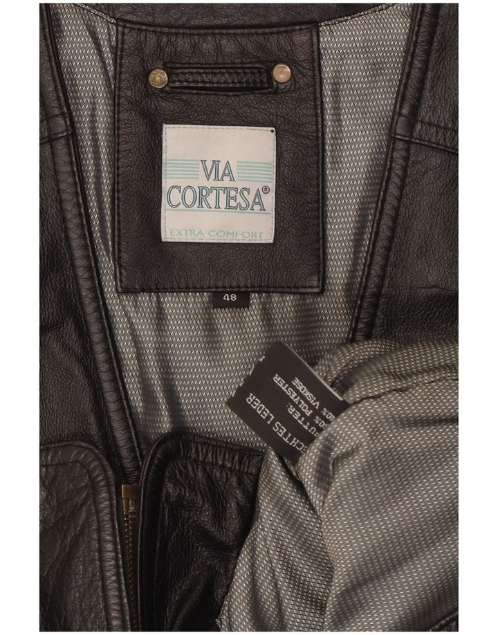 Via Cortesa Gilet en cuir pour homme IT 48 Cuir noir moyen