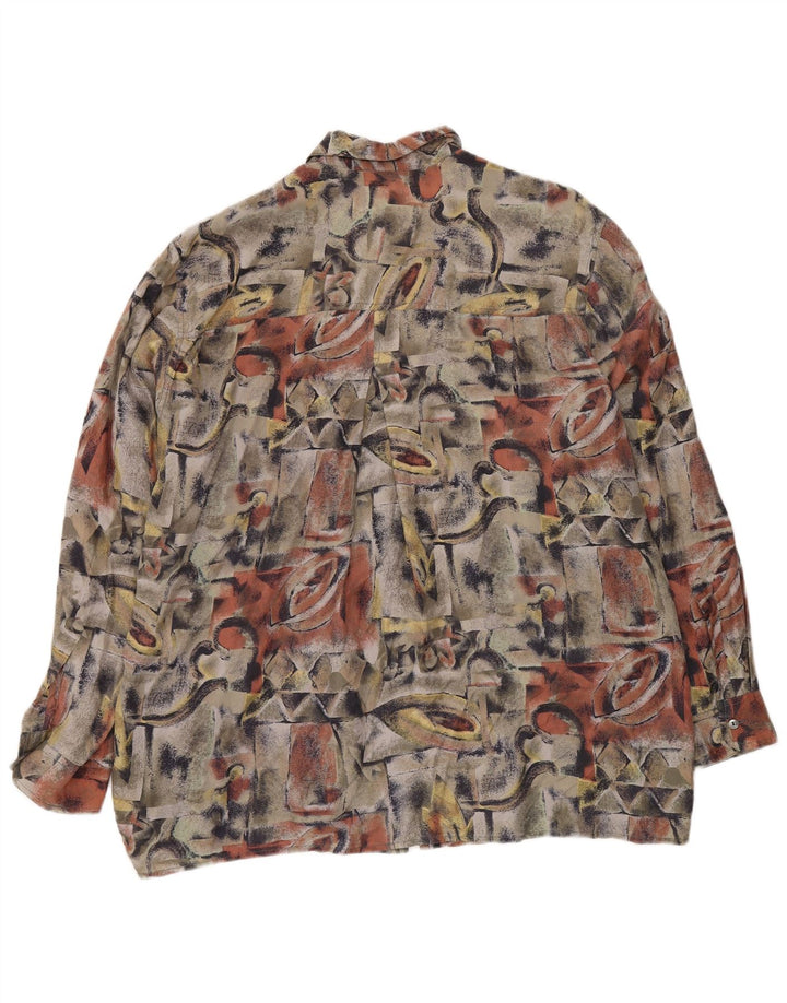 NOUVEAU FAST Chemise à motif abstrait pour homme Taille 41/42 Grande soie multicolore