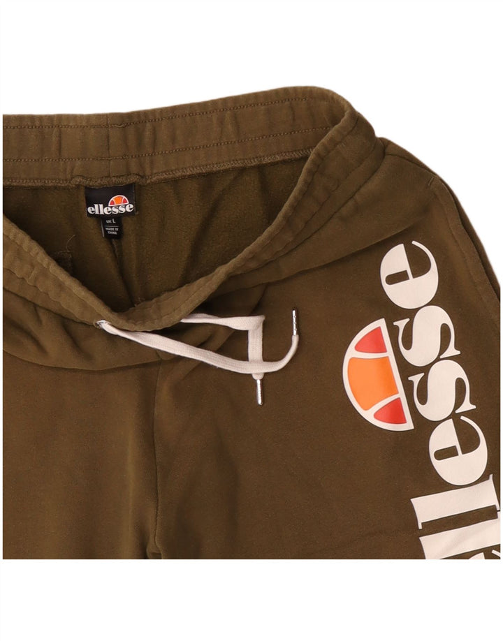 Ellesse Short de sport graphique pour hommes, grand coton kaki