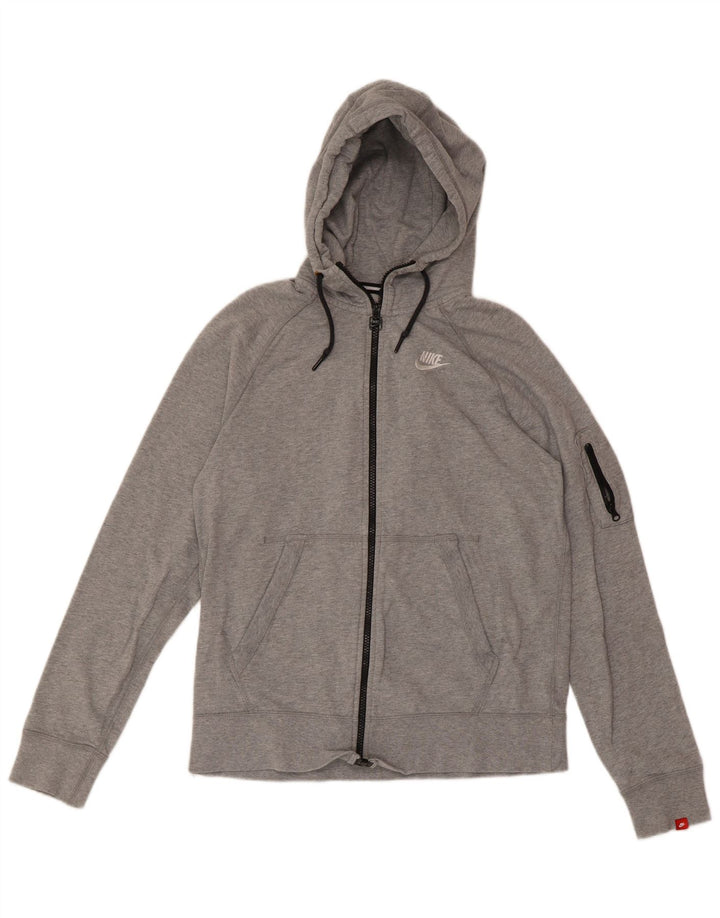 NIKE Pull à capuche zippé pour femme UK 12 Coton gris moyen